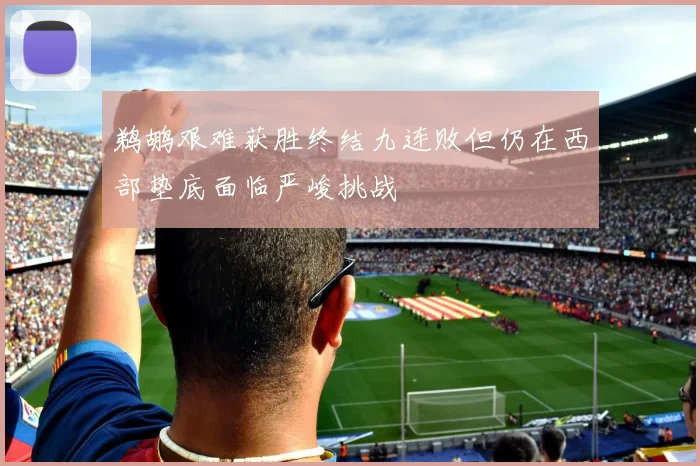 鹈鹕艰难获胜终结九连败但仍在西部垫底面临严峻挑战